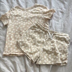 Kids Tan Floral Pajama Set